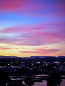 Purple hills at sunset