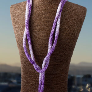 Purple Pink French Knit Long Lariat Beaded Front