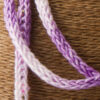 Purple Pink French Knit Long Lariat Beaded Front close up