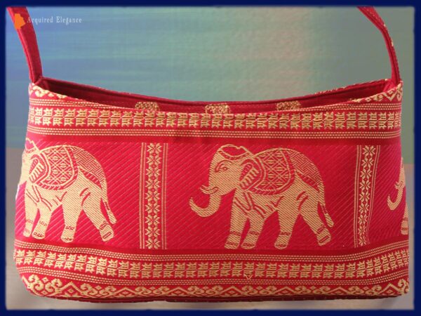 Asian Elephant red gold small handbag purse front