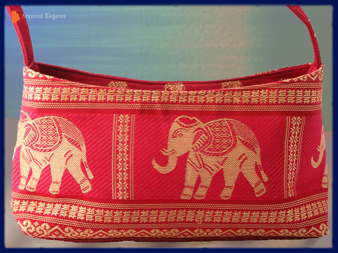 Asiatic Indian Purse in Red with Gold “embroidered” elephants. Handbags with style. | Acquired ...
